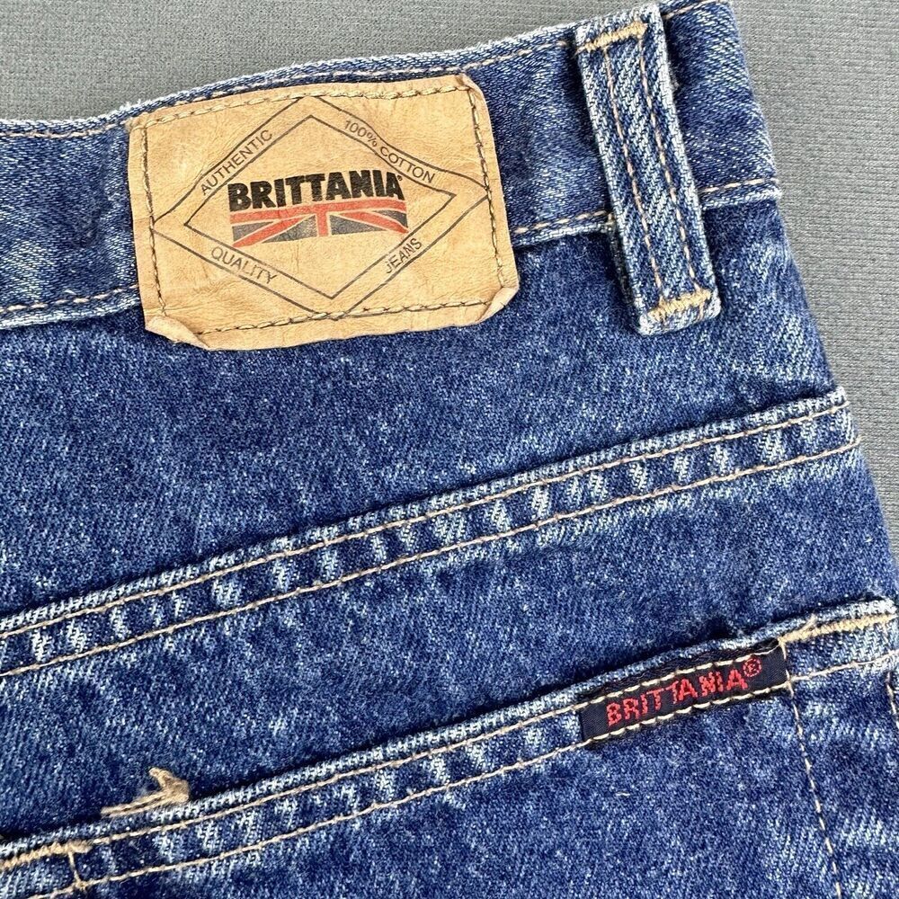 Vintage Brittania Cut Off Jean Shorts Jorts Womens 34 Blue High Rise Button Fly* - Picture 8 of 13